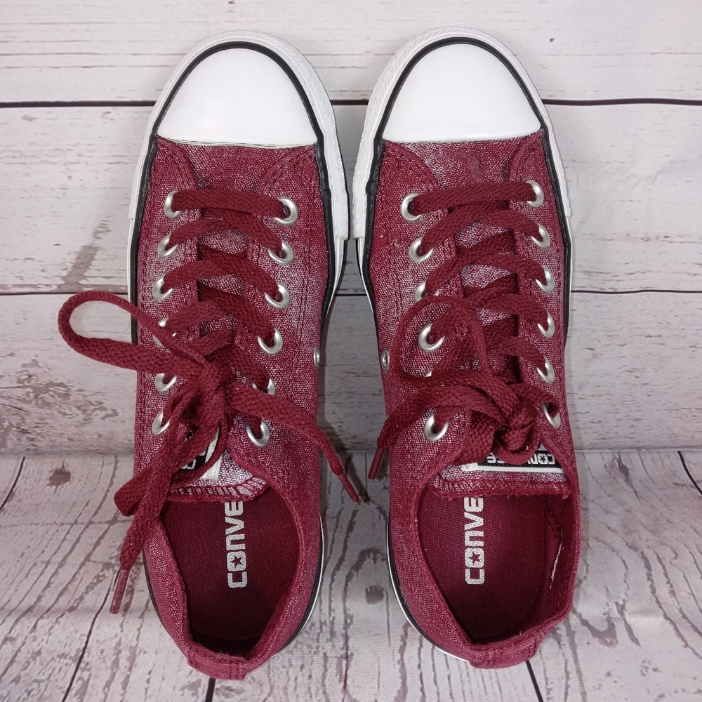 NWOT Converse Silver-Dusted Oxheart Maroon Oxford CT OX 7 - Picture 2 of 10